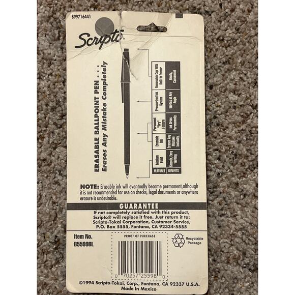 Scripto BallPoint Pens w/Erasable Ink Medium Point Red Blue Vintage (11) 1993-94 - Picture 4 of 8